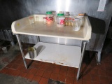 molded fiberglass top prep table on stainless steel legs 48