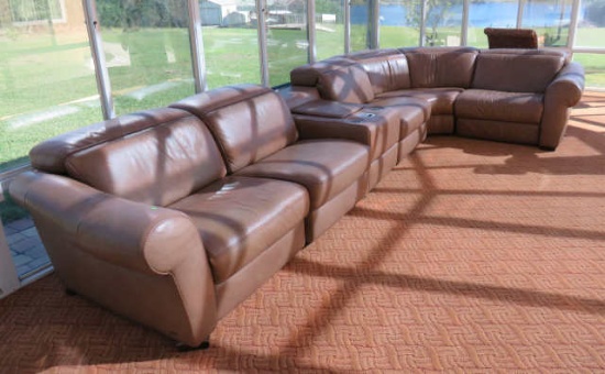 Natuzzi  leather sectional sofa system  42" deep x 186" long with 88_ retur