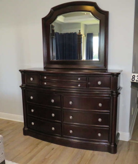 dresser with mirror 10 drawers 64" x 19" x 47" high