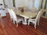 Italian style blond finish table and 6 chairs 96
