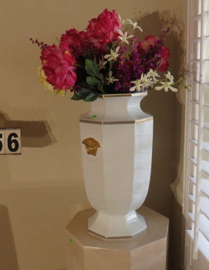 Versace White Ceramic Vase, stamped on bottom 12" x 12" x 21" high  comes w