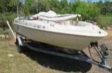 2004 17' Hurricane outboard hull with galvanized single axel trailer