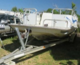 tandem aluminum drive on trailer with deck boat hull for parts (no title or trailer registration ava