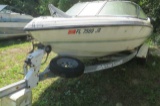 24' I/O boat hull with tandem aluminum trailer  for parts (no title or registration available)