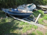 15' boat hull with single axel galvanized trailer (no title or registration available)