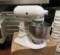 White finish Kitchen Aid table top commercial mixer with mixing bowl and whip