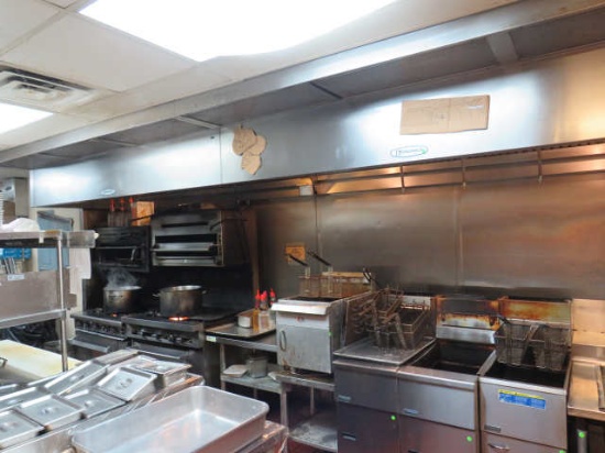 Greenheck commercial 16'6" restaurant hood with Ansul system and filters Note: vents and roof fan no
