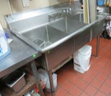 three bay stainless steel sink with mixing valve 52