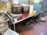 stainless steel dish wash feed table with single bay rinse sink, overhead spray head and dish washer