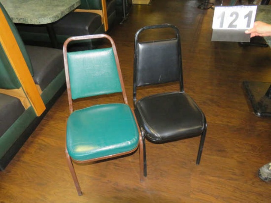 black and green upholstered commercial stack chairs