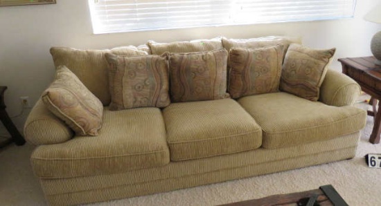 full size corduroy sofa with pillows 95"x43"x34"T
