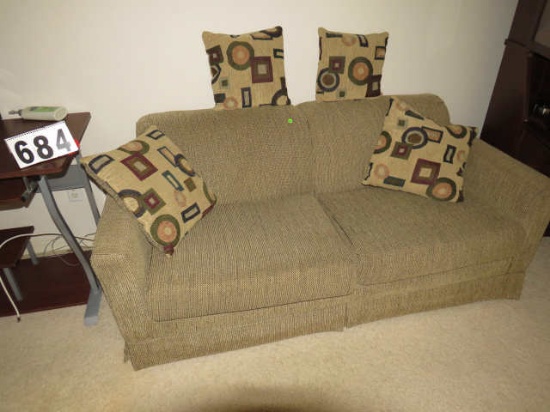 two cushion Love seat with pillows 72"x36"x32"