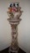 Capodimonte Pedestal With Floral Pot From Italy decorated with pink orange and yellow roses
