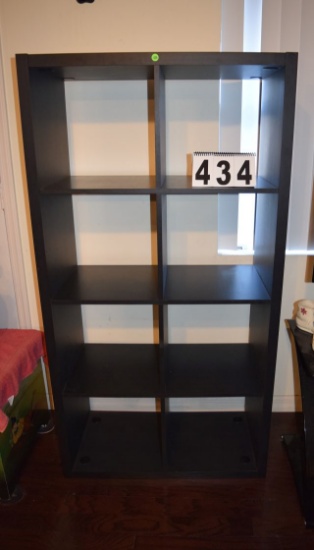 dark Brown display shelving unit  59" Tall 31 1/2" Wide 15" Deep 8 Shelves