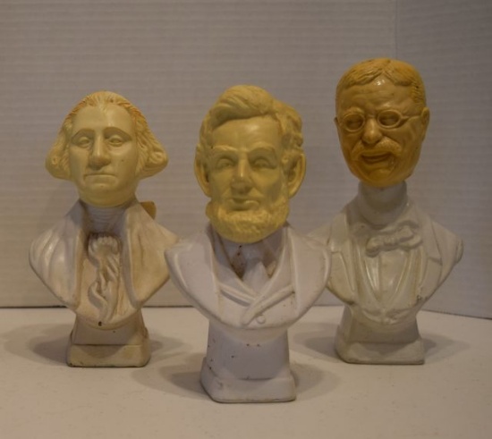 Vintage Avon Presidents Bust 7 1/2" X 4 1/2" George Washington, Theodore Roosevelt, Abraham Lincoln