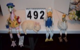 lot of ceramic Shelf Sitting animals 2 Ducks 1 Pig 1 Flamingo