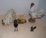 assorted ceramic roosters two large white rosters and three smaller