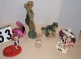 Lot Of Misc. Collectibles; Crucifix, Dinosaur, ring Holder