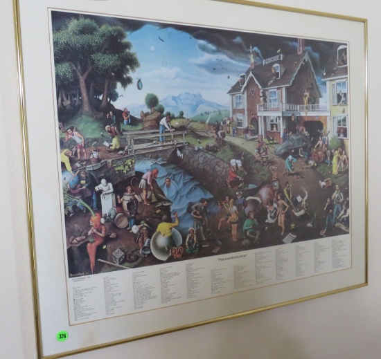 Breitenbach, print, 1980 "Proverbidioms" 30W x 25"T , frame glass broken