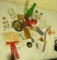 Mixed collectible items including 100 day clock, trays, platters