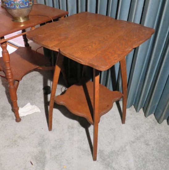Antique oak table lamp 29"h x 19" x 19"