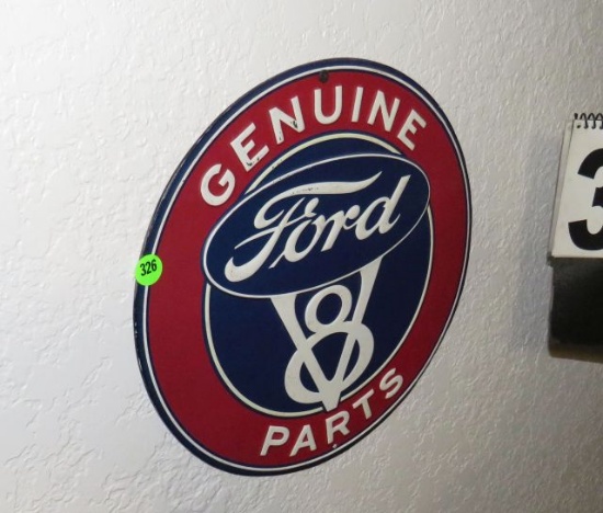 12” dia metal Ford V8 reproduced sign