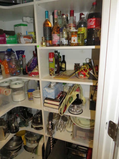 mixed items on pantry shelf