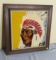 framed needle point of Indian Chief  19” x 19”