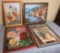 group of 4 paint by number framed paintings 20” x 24” w