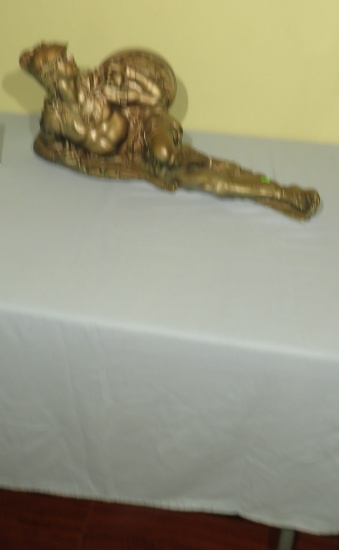Greek composite statue of reclining Greek warrior 11” h x 25” long x 6” deep