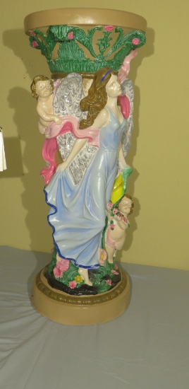 ornate plaster plant stand 32” x 12” diameter