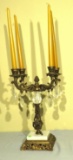 candelabra with crystal dangles on marble base 16” high x 9” wide