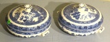 Willow Wedgewood 10” diameter lidded compotes