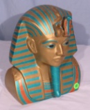 bust of King Tut ceramic 11”high x 9” wide x 7” deep