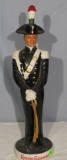 ceramic figure of Spanish soldier (damage to feather hat 19” high