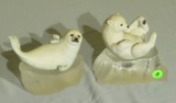 Franklin Mint figures of a snow pup and polar bear