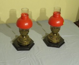 pair brass candle holders (some damage to base) 12” high x 5” diameter