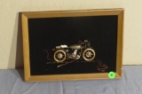 framed metal art of motorcycle 8 x 11