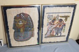 framed Egyptian art on Papyrus with certificates from Egypt 27 x 20