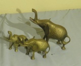 set of three brass elephant figures momma and 2 babies 6 and 4” high