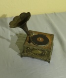 brass Edison victrola music box (not working) 6” high x 4” long x 4: deep