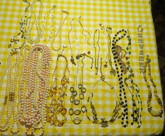 costume jewelry - mixed necklaces, bead strings, faux pearls
