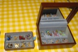 small  earring box with 15 assorted pair of earrings.  Box measures 6
