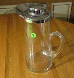 Etched glass tea pot with strainer made in Poland