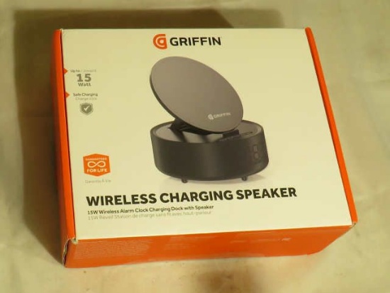 Griffin wireless charging speaker 15 watt wireless alarm clock charging dock with a speaker