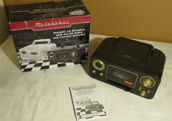 Studebaker portable CD boom box also am fm radio, cassette player recorder (new in box)