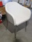 Italian white leather swivel chair with chrome base