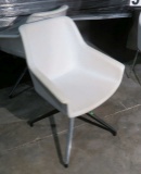 White molded Leather swivel chairs with chrome base, LAS made in Italy