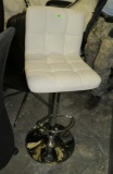White Leather Bar Stools, adjustable height
