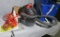 2 1/2 gal shop vac, 25' air hose and mixed small extension cords with a tote